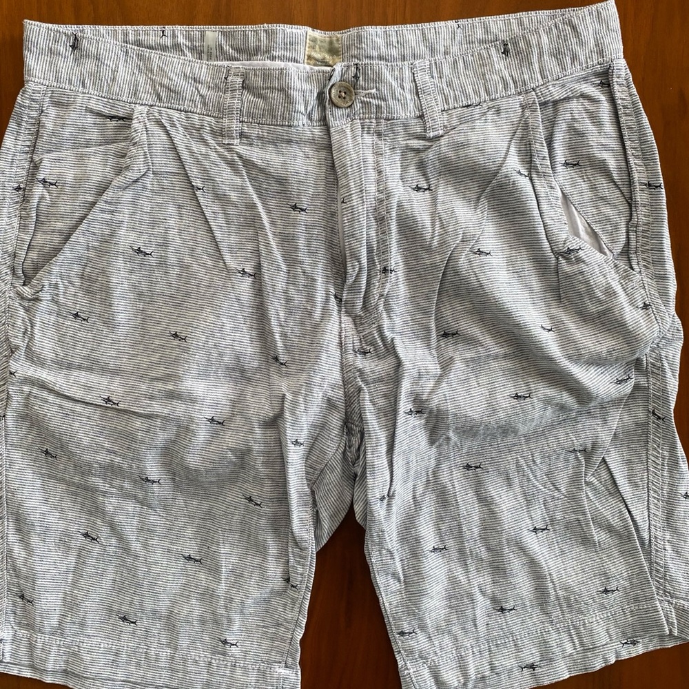 Point Zero Linen Blend Striped Shorts